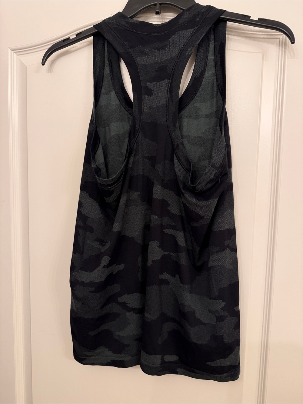 Athleta Black & Charcoal Camo Racerback Muscle Tank